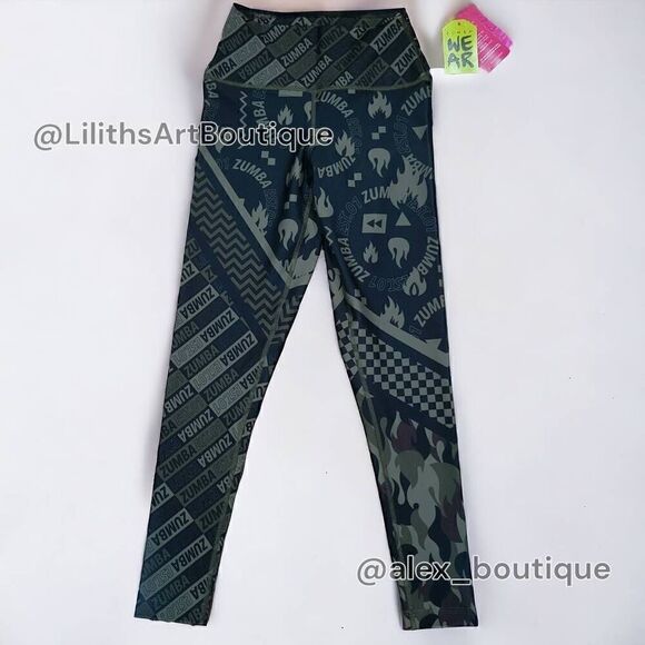 Zumba Fuego High Waisted Leggings Espresso Size XS (E041) - Picture 3 of 7